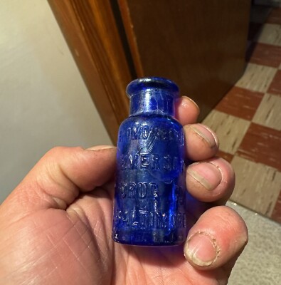 Small Medicine Bottle Bromo Seltzer Baltimore MD Emerson Cobalt 1920s #7 On Base