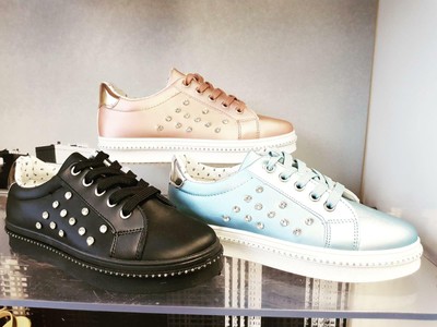 ladies black platform trainers