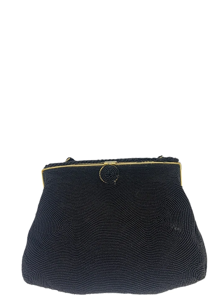 Vintage Magid Purse Black Beads Metal Frame Evening Bag Small Strap - Image 2 of 4