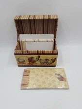 Receipe Box Rooster with HEN & CHICKS 4 x 6  W/ CARDS & DIVIDERS Frig list
