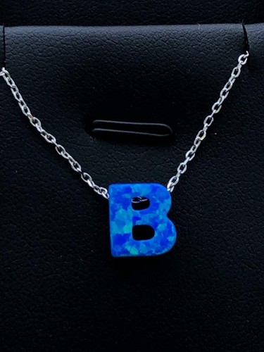 Platinum Sterling Silver .925 Blue Opal 