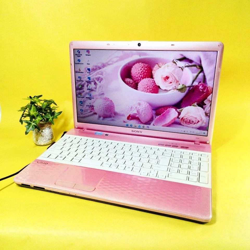 Sony VAIO Pink Laptop Windows 10 Core i3 4GB 128GB SSD Wi-Fi DVD Test Usato - Immagine 2 di 4