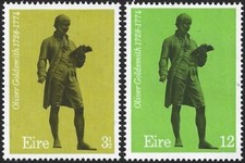1974 Ireland Sg 360/361 Death Bicentenary of Oliver Goldmith MNH