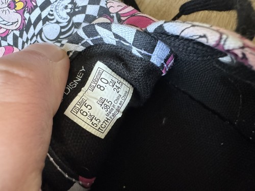 Disney X Vans Cheshire Cat Alice In Wonderland Shoes Size UK 5.5 Trainers 38.5 - Picture 5 of 6