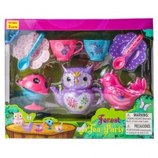 Kidplokio 9pc Blue Enchanted Forest Tea Party Set for Little Girls, Ages 3 and