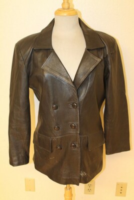 ジャケット・アウター 90s vintage leather wool pea coat WOMENS VINTAGE UMBER BROWN LEATHER PEA COAT/JACKET SZ XL | eBay