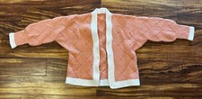 Cardigan Sweater Jacket Granny Core Handmade Crocheted Peach