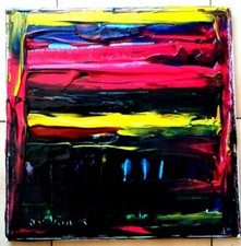 PARIS PEINTURE ABSTRACTION EN COULEUR TABLEAU PEINTURE HUILE JUMEAUX JEAN PIERRE
