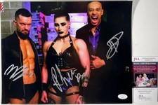 WWE Rhea Ripley, Finn Balor, & Priest Signed Judgment Day 11x14 Photo C JSA COA