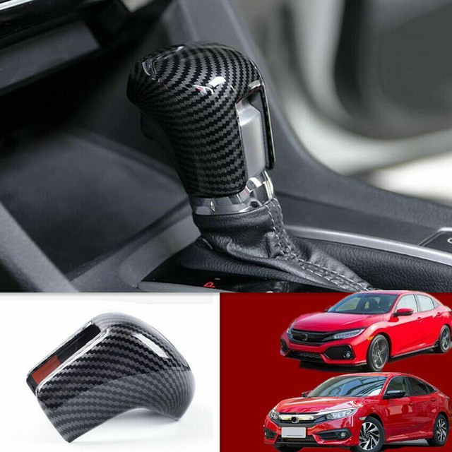 Carbon fiber Pattern Inner Gear Shift Knob Cover Trim For Honda Civic