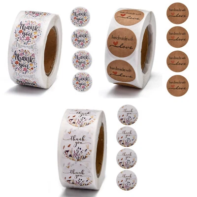 Aufkleber Sticker Rund Handgemacht Handmade with love - Thank You Danke 25 mm