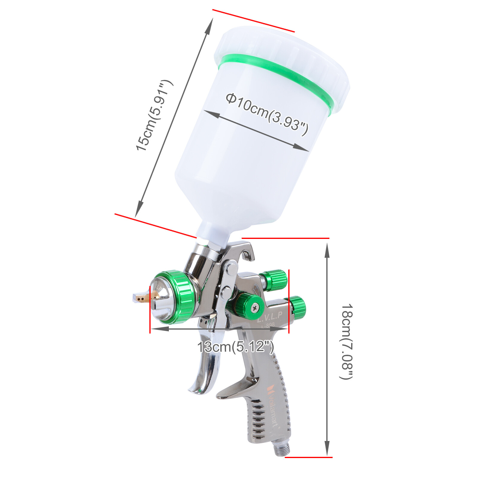 Professional LVLP Spray Gun Kit 1.3mm Primer Gravity Feed 600CC Air
