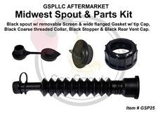 GAS SPOUT PARTS KIT for MIDWEST Brand Fuel Can Spout Stopper Collar Black Vent