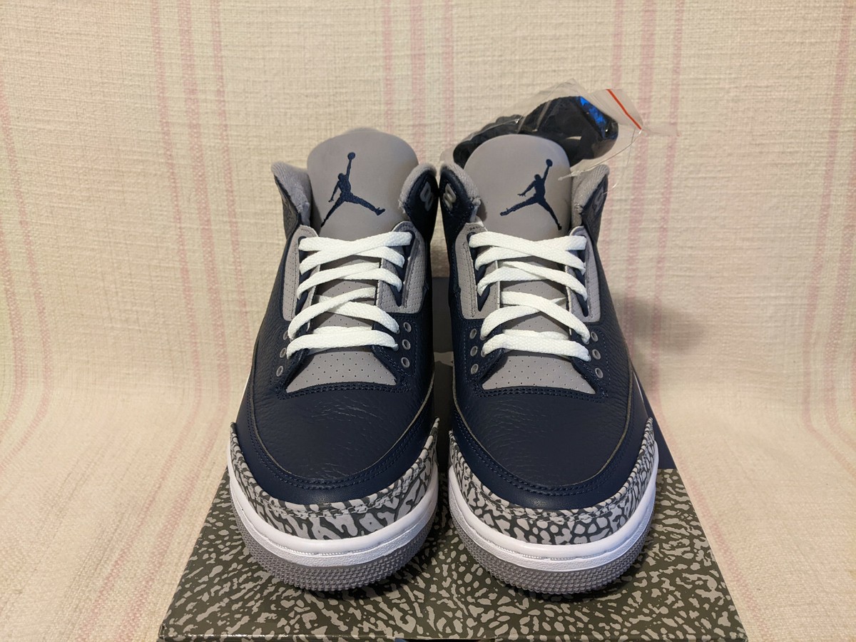 Air Jordan 3 ダークブルー/グレー 8 Nike Air Jordan 3 Retro Georgetown Navy Blue Grey AJ3 T8532 401