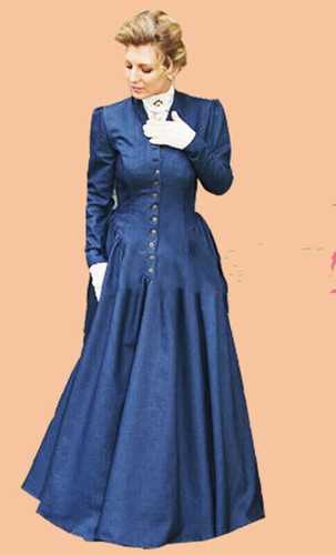 Abito da ballo vittoriano uniforme guerra civile blu 1860 Southern Belle dress costume - Foto 5 di 5