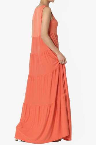 TheMogan S~3X Sleeveless Scoop Neck Tiered Jersey Relaxed Fit Long Maxi Dress - Picture 21 of 127