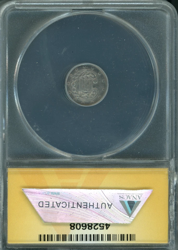 1858 3c Silver EF 45 Details ANACS # 4528608 + Bonus - Image 2 of 2