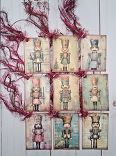 9 Vintage Style Nutcracker Handmade Gift Tags Scrapbooks Junk Journals