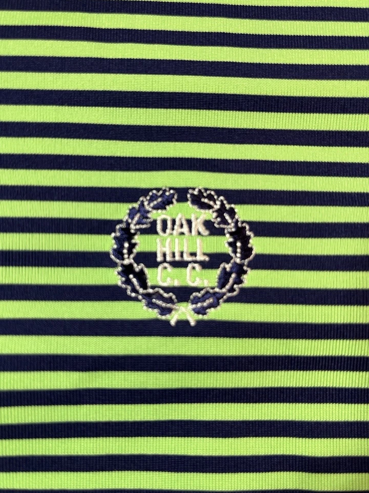 Camisa Polo Donald Ross Rayas Para Hombres Extra Pequeña Golf Verde Azul Oak Hill CC PGA Foto 2 de 4