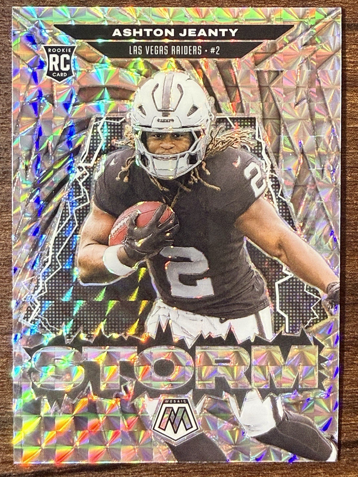 2025 Mosaic Ashton Jeanty Rookie Silver Prizm Storm RC #4 Raiders