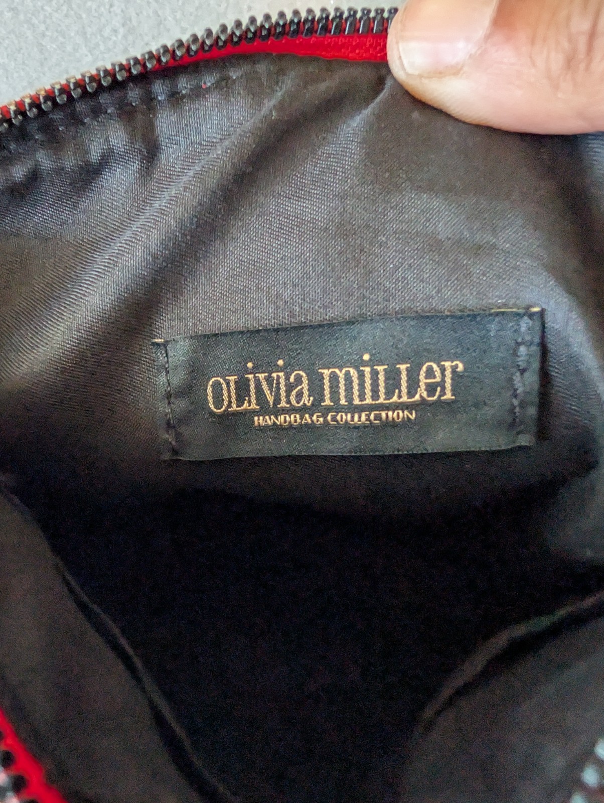 Olivia Miller Red Gold Quilted Faux Leather Statement Shoulder Bag Crescent image 7