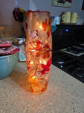 Stony Creek FLV5209 Feuilles d'oiseaux Ambre Craquelé Verre éclairé 12 pouces