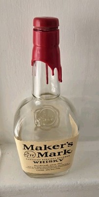 Maker s Mark Bourbon Whiskey Bottle w/Cap (Empty) - 1L - Crafting Decor