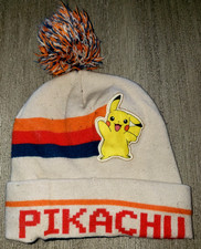 POKEMON PIKACHU BOYS WINTER KNIT BEANIE HAT POMPOM one size fits most BOYS TAN