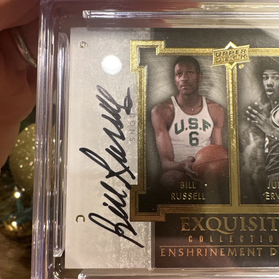 Julius Erving Билл Рассел 2013 ИЗЫСКАННАЯ коллекция дуэтов двойной AUTO /15 CSG 9 - Изображение 3 из 4