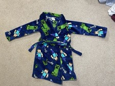Minecraft Boys Plush Fleece Robe Steve Creeper Blue Size 6/7