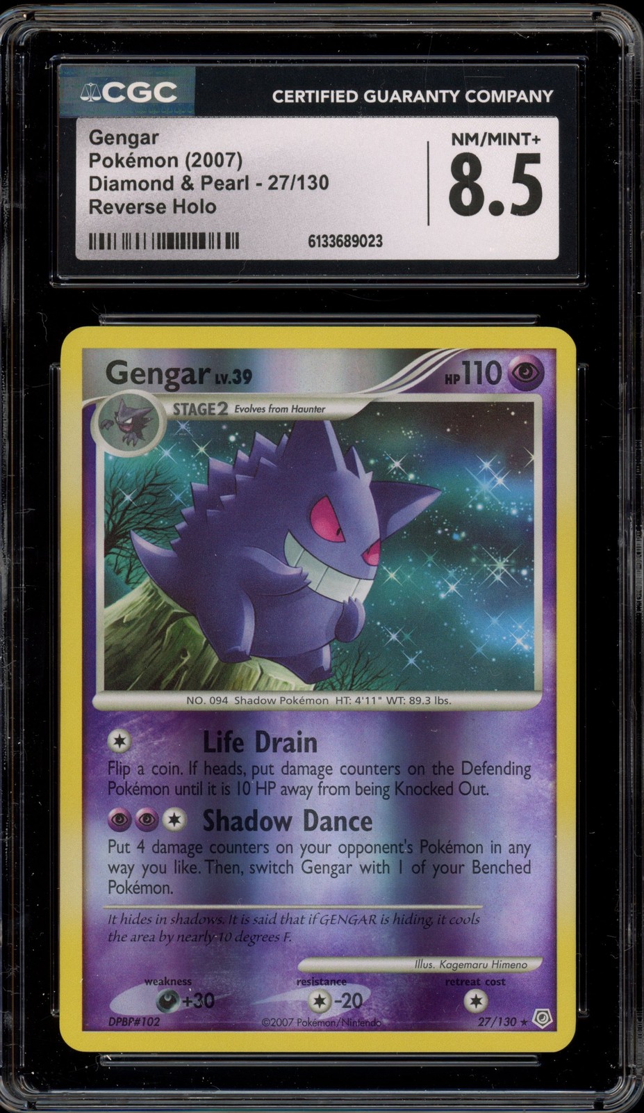 Pokemon Gengar Diamond & Pearl Reverse Holo Rare #27 CGC 8.5