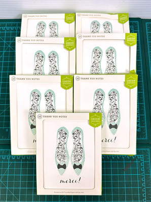 Green Inspired Merci Thank You Notes 10 Cards Envelopes Floral Shoes Lot 7 Sets
