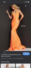 Jovani 3263 Orange Sequin V-Neck Sleeveless Prom Gown Women's Long Dress