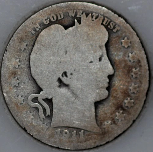 * 1911-D Barber Quarter 90% Silver, Early US Coin As Shown