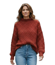 Knox Rose Red Mockneck Sweater Women s XXL Honeycomb Knit Cozy Soft Pullover