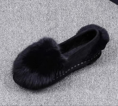 Mocassins femme automne hiver à enfiler fourrure véritable chaussures plates style coréen décontracté - Photo 8/24