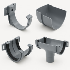 Hunter 125mm Deepstyle Guttering Grey Gutter Fittings Surefit Down Pipe Joints
