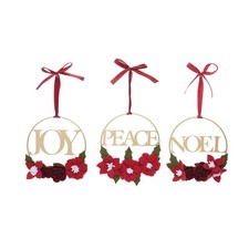 Joy Gold Hoop Ornament Set of 3