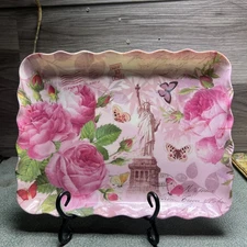 Momentum brand pink floral serving tray Statue Of Liberty Paris