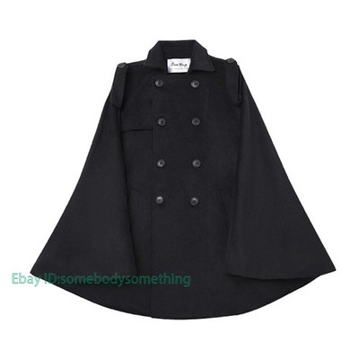 Mens Cloak Cape Poncho Coat Wool Jacket Double Breasted Punk Trench Outwear
