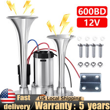 600db Dual Trumpets Super Loud Electric Air Horn For Truck Boat Train Car 12v Us 600db Dual Trumpets Super Loud Electric Air Horn For Truck Boat Train Car 12v Us