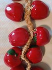 Vintage Red Ceramic Apples Green Stems On Rope. Fruit Garland Kitchen Home Decor — photo 3