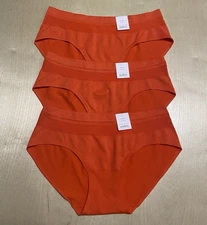 Auden Women's Size Large Seamless Nylon Blend Hipster Panties in Orange 3 Pack