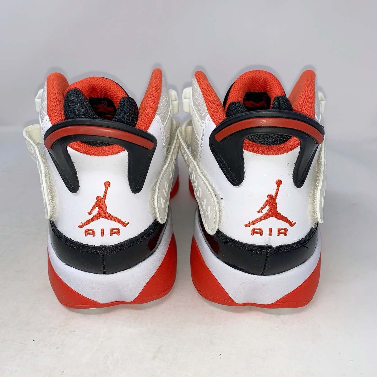 Air Jordan 6 Rings 'Bred' White Black Sneakers, Size 6.5Y / 8W