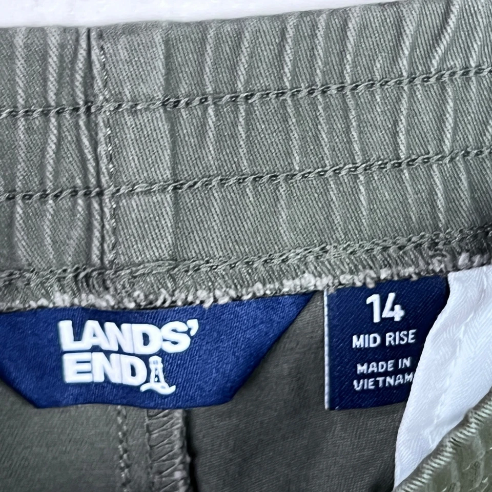 Pantalones Cortos Lands End Para Mujer 14 Verde Pull On 7" Chino Elástico Cintura Bolsillos tiro Medio Foto 4 de 4