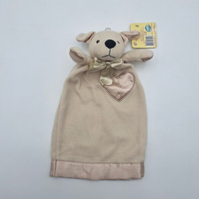 Komet Creations Puppy Dog Lovey Plush Tan Security Blanket Heart Trim 14" New