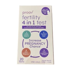 Proov Fertility 4 in 1 Test Kit 20 Tests Ovulation Pregnancy Tracker Exp 01/26