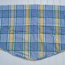 WAVERLY Valley Lake Curtain Valance Blue Yellow Plaid Scalloped 17 x 77 Vintage