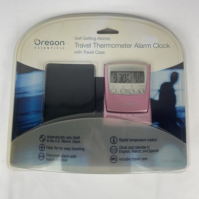 Oregon Scientific Self-Setting Atomic Travel  Alarm Clock w/ Travel Case New NIB