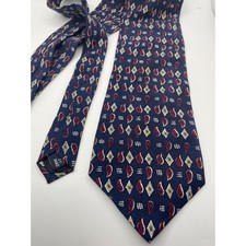 Polo Ralph Lauren Mens Silk Tie Navy Blue Geometric Paisley Made in USA Classic